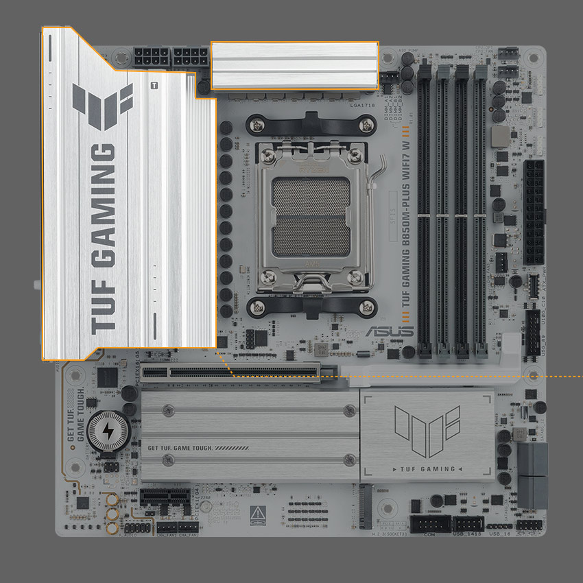 ASUS TUF GAMING B850M-PLUS WIFI7 W AMD B850 mATX motherboard, 14+2